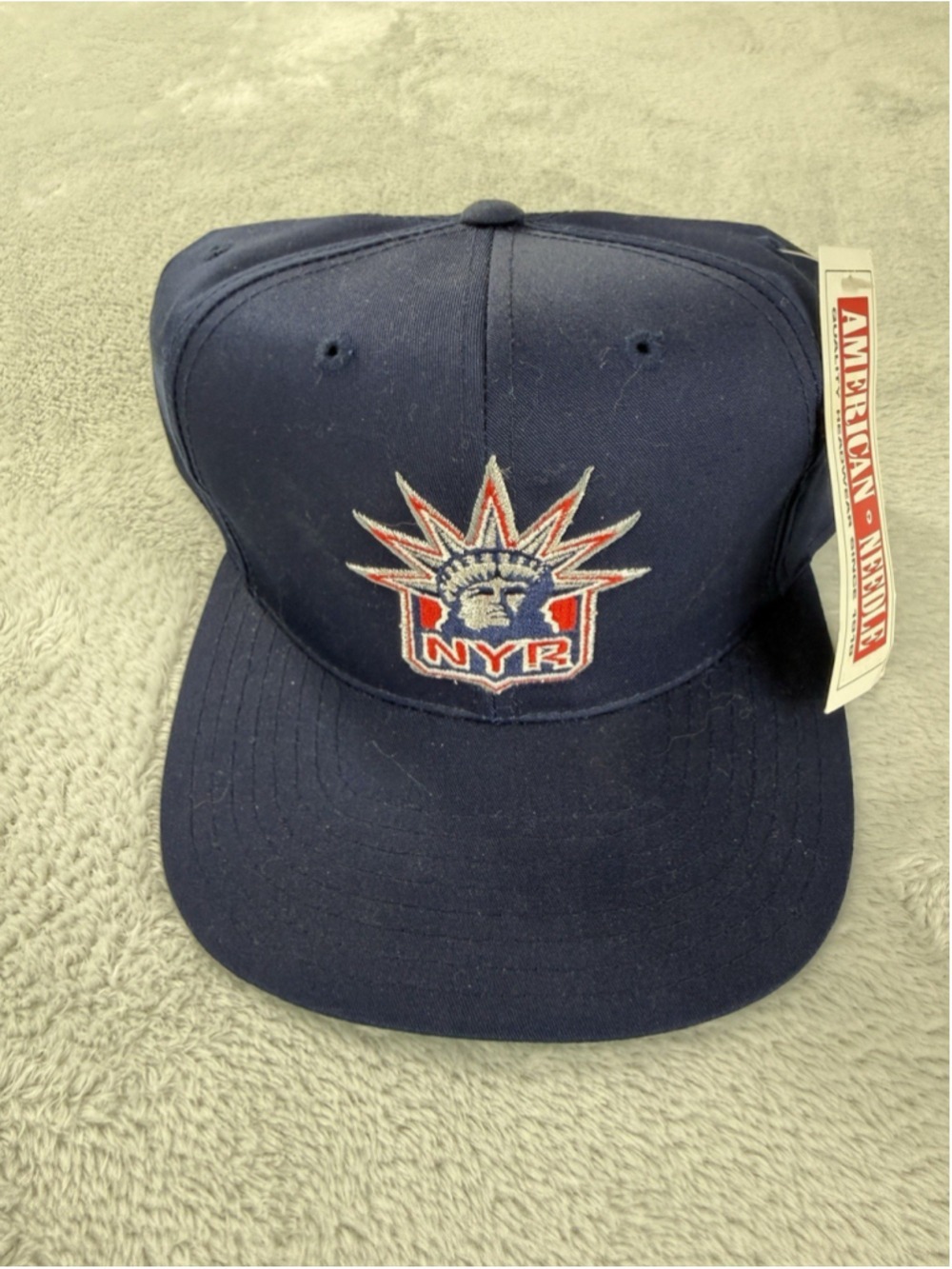 Vintage American Needle 90s New York Rangers Blue Snapback Hat NWT